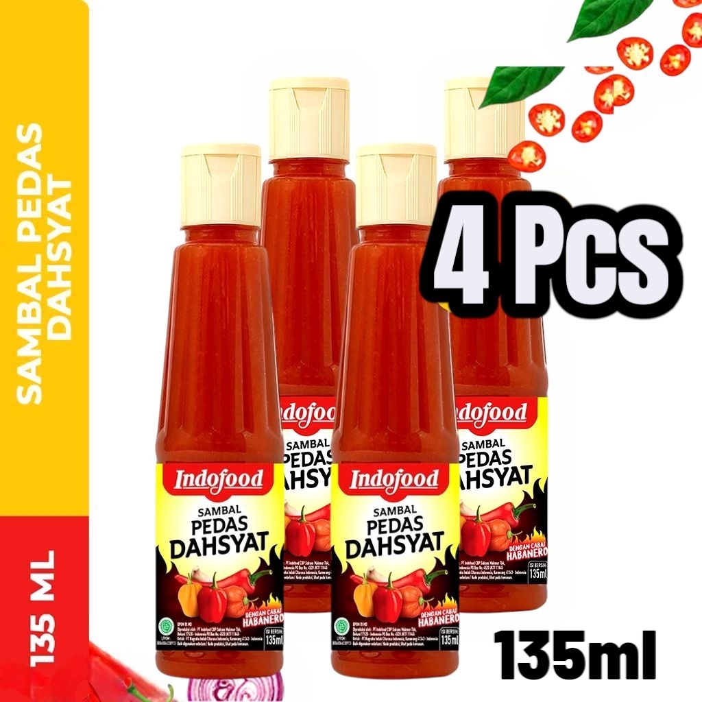 

Indofood Sambal Pedas Dahsyat 135ml ( 4 Pcs )