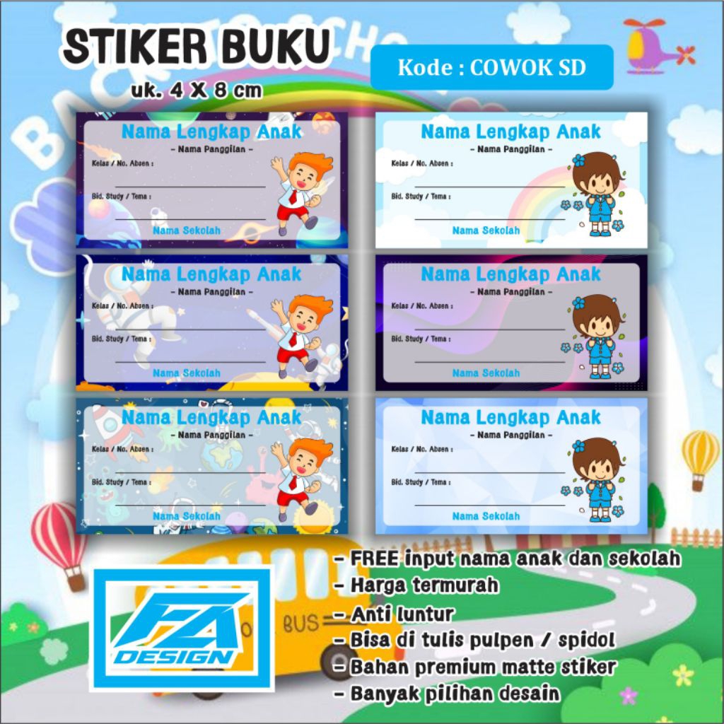 

Stiker Nama Buku Tulis Pelajaran Sekolah