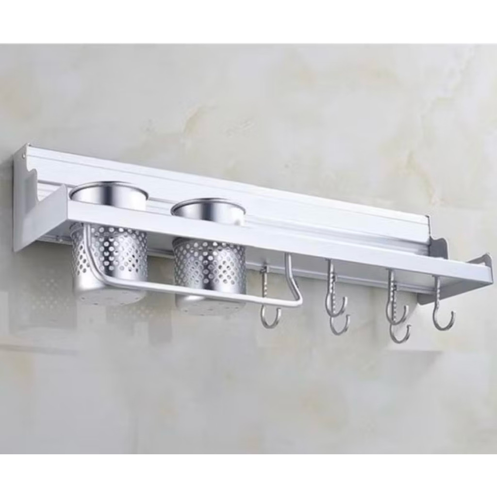 Rak Dinding 48cm Dapur Aluminium/ Tempat Bumbu Pisau dan alat dapur informa