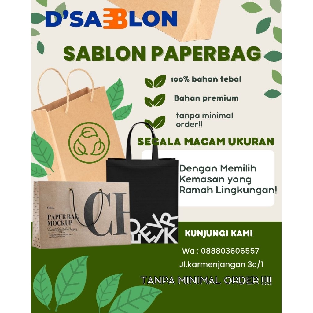 

sablon paper bag kraff coklat shoping bag 14x8x20(PxLxT)