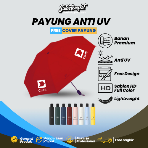 PAYUNG LIPAT  ANTI UV LOGO BANK CIMB NIAGA FINANCE SEKURITAS SYARIAH POLOS ELEGAN MODIS PREMIUM SABL