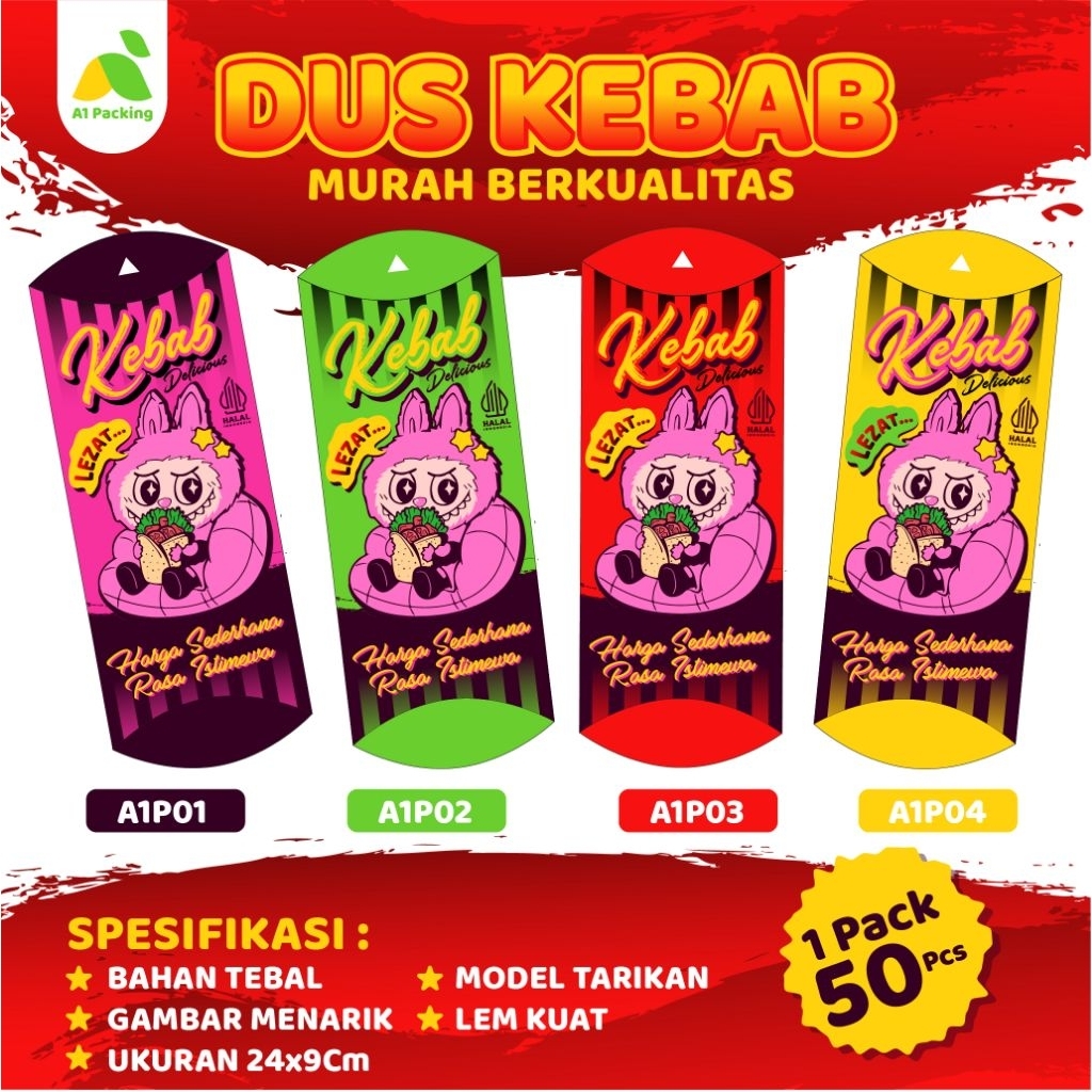 

Dus Kemasan Kebab | Gambar Menarik | Bahan ivory tebal | Isi 50pcs / Pack