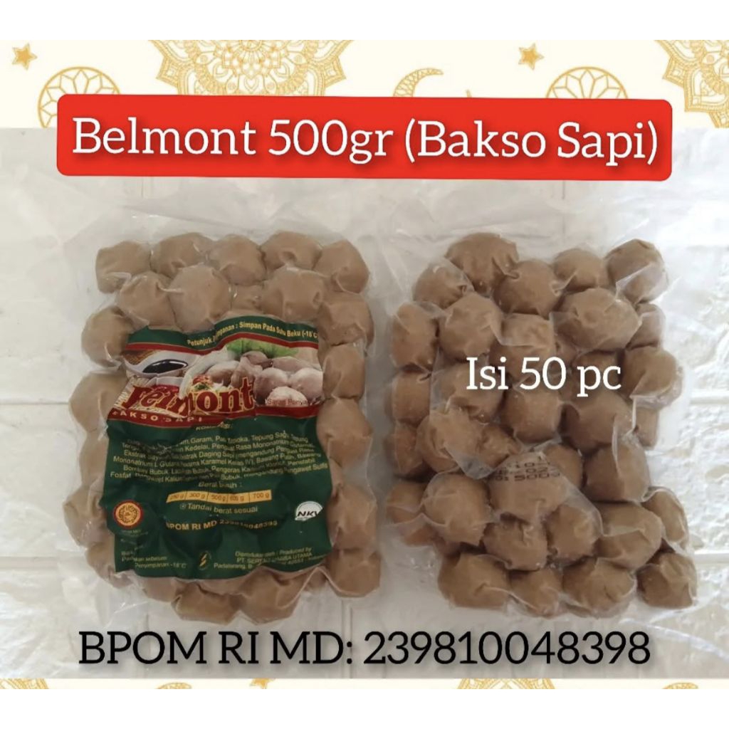 

Bakso Sapi premium enak merk Belmont isi 50 ukuran 500 gr