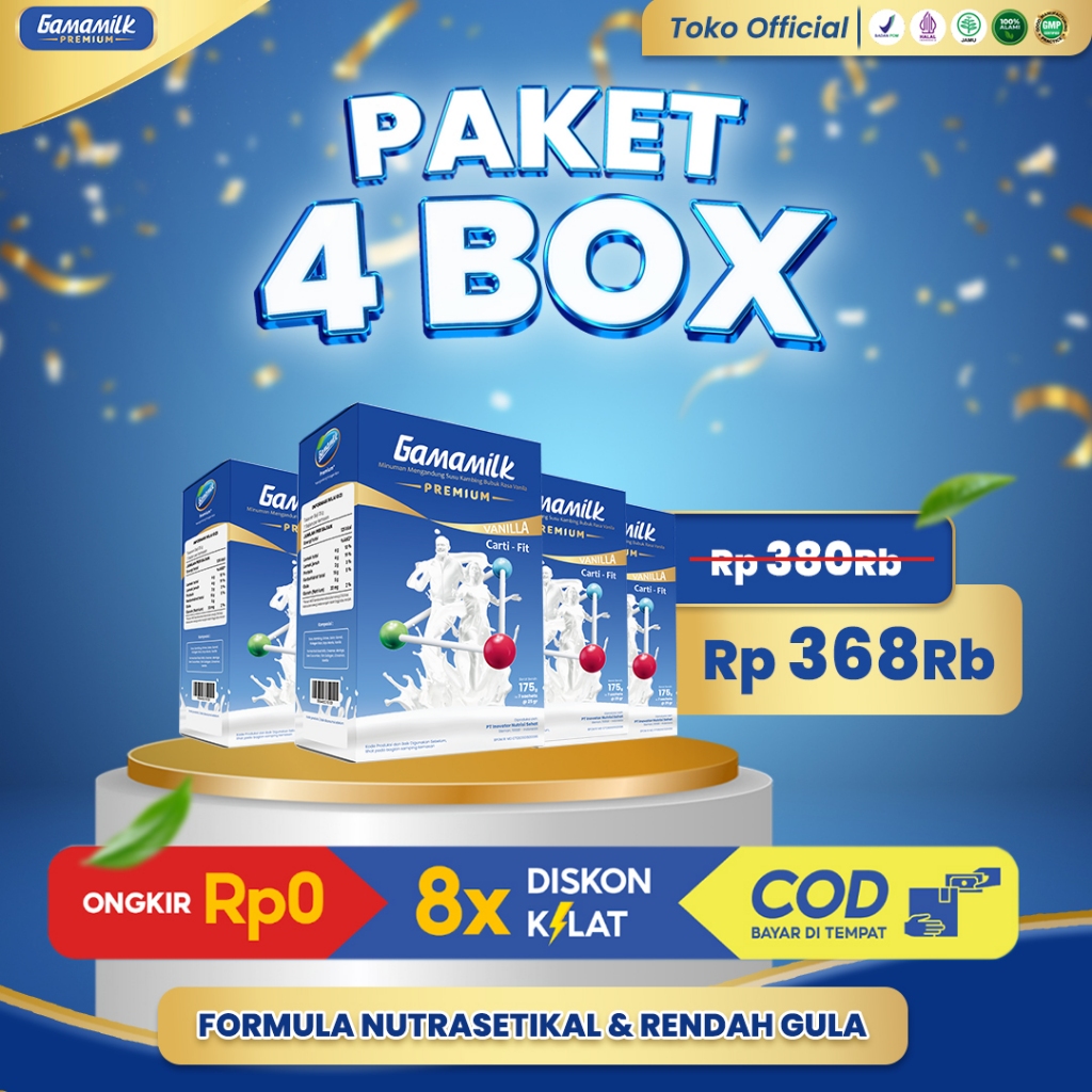 

4 BOX GAMAMILK PREMIUM - Susu Etawa Ekstrak Kolagen Paket Bebas Nyeri Sendi