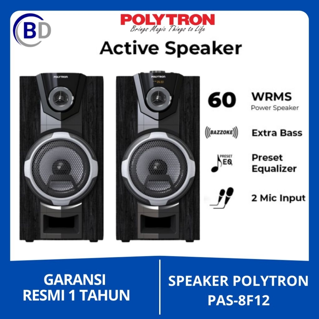 POLYTRON SPEAKER AKTIF PAS 8F12 / PENGERAS SUARA / SPEAKER BLUETOOTH / SALON AKTIF USB BLUETOOTH