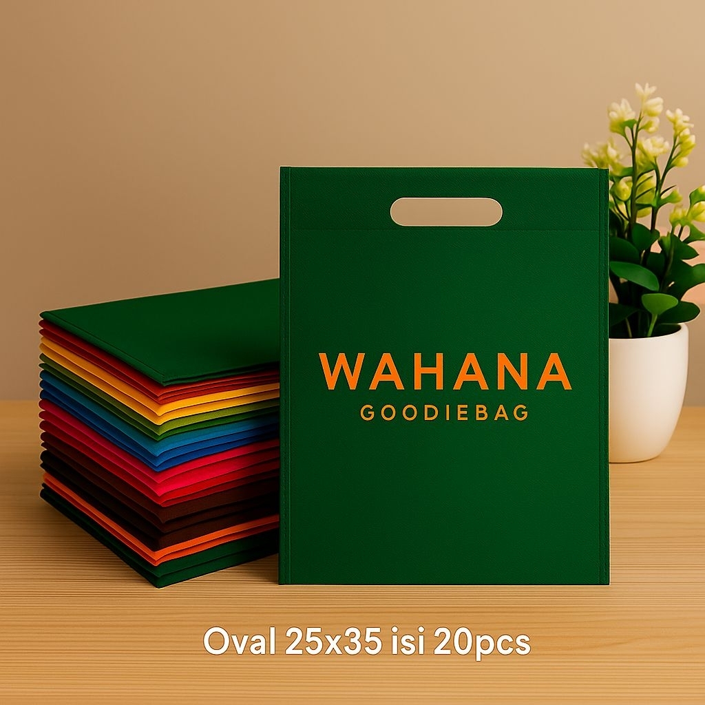 

{20pcs) Goodie Bag Oval 25x35 Spundbond D-Cut Kantong Kain Belanja Ekonomis