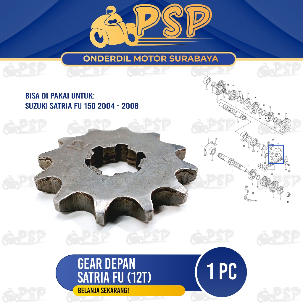 Ger Depan Satria FU (12T) 428 - Gear Gir Tarik Kecil Jumlah Gigi 12 Suzuki Satria FU 150 Karbu