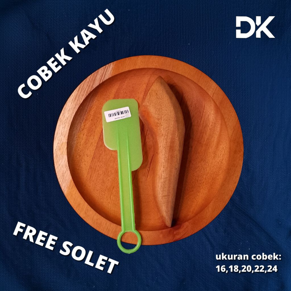 Cobek kayu mahoni bonus solet plastik