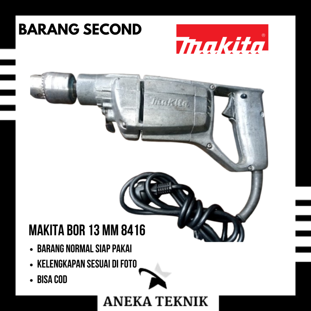 Hammer Drill/Bor Tembok/ Beton/ Besi Body Besi Makita 13 mm NHP 8416