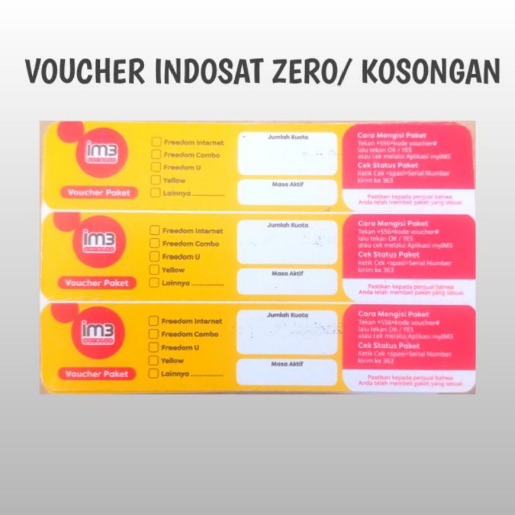 Voucher Zero Indosat /bahan Inject kuota