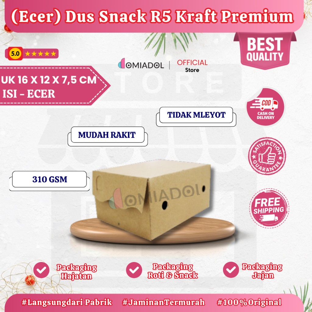 

Ecer - Box Dus Kue R5 Kraft Premium 310 Gsm - Ukuran 16x12x7