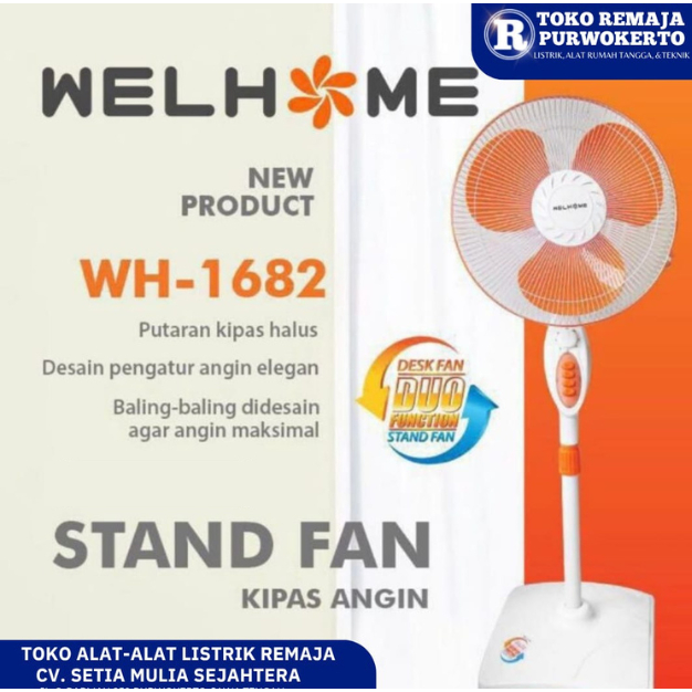 WELHOME WH 1682 STAND FAN 16 INCH/KIPAS ANGIN BERDIRI 16 INCH
