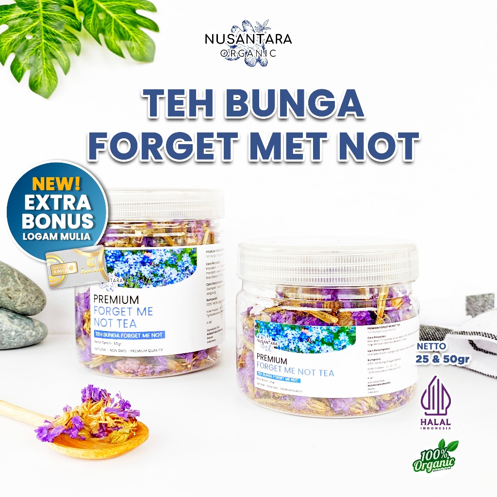 

Nusantara Organic Teh Bunga Forget Me Not Flower Tea Organik Kering Dried Siap Seduh Minum