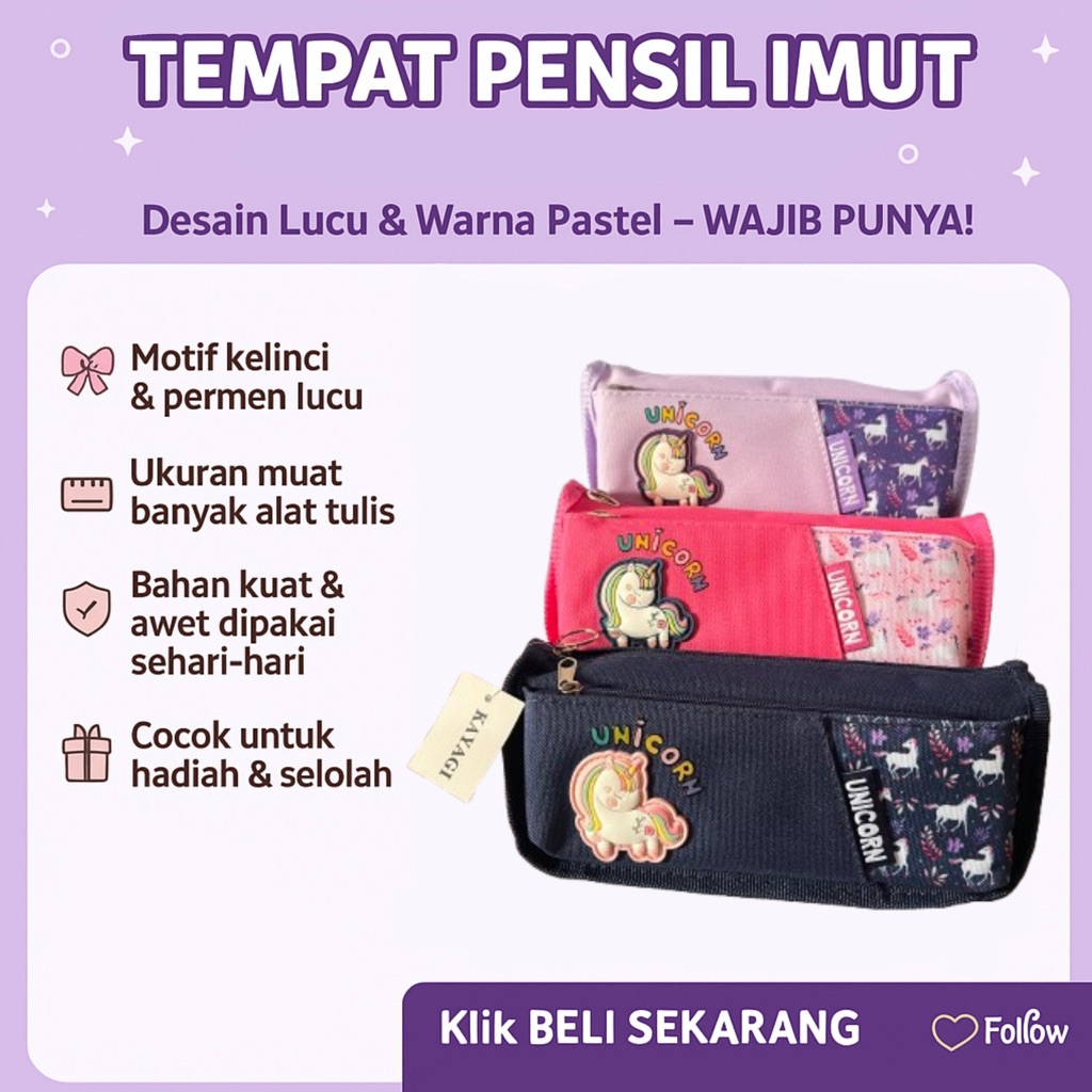 

Tempat Pensil Unicorn Imut – Kapasitas Besar & Desain Menggemaskan