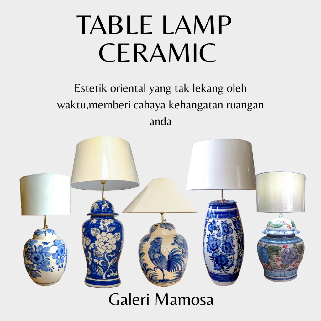 LAMPU TIDUR  KERAMIK HIAS LUKIS ANTIK ESTetik PENERANGAN RUANG TIDUR DAN TAMU