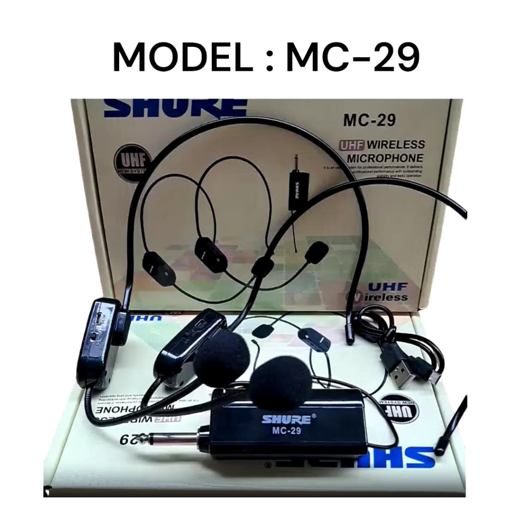 Mic Wireless Shure MC 29 / MC-29 /MC29 headset 2 microphone
