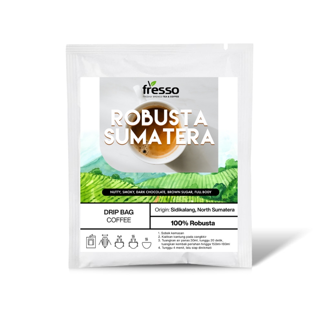 

FRESSO Kopi Drip Bag Robusta Sumatra 100% Robusta dari biji grade 1