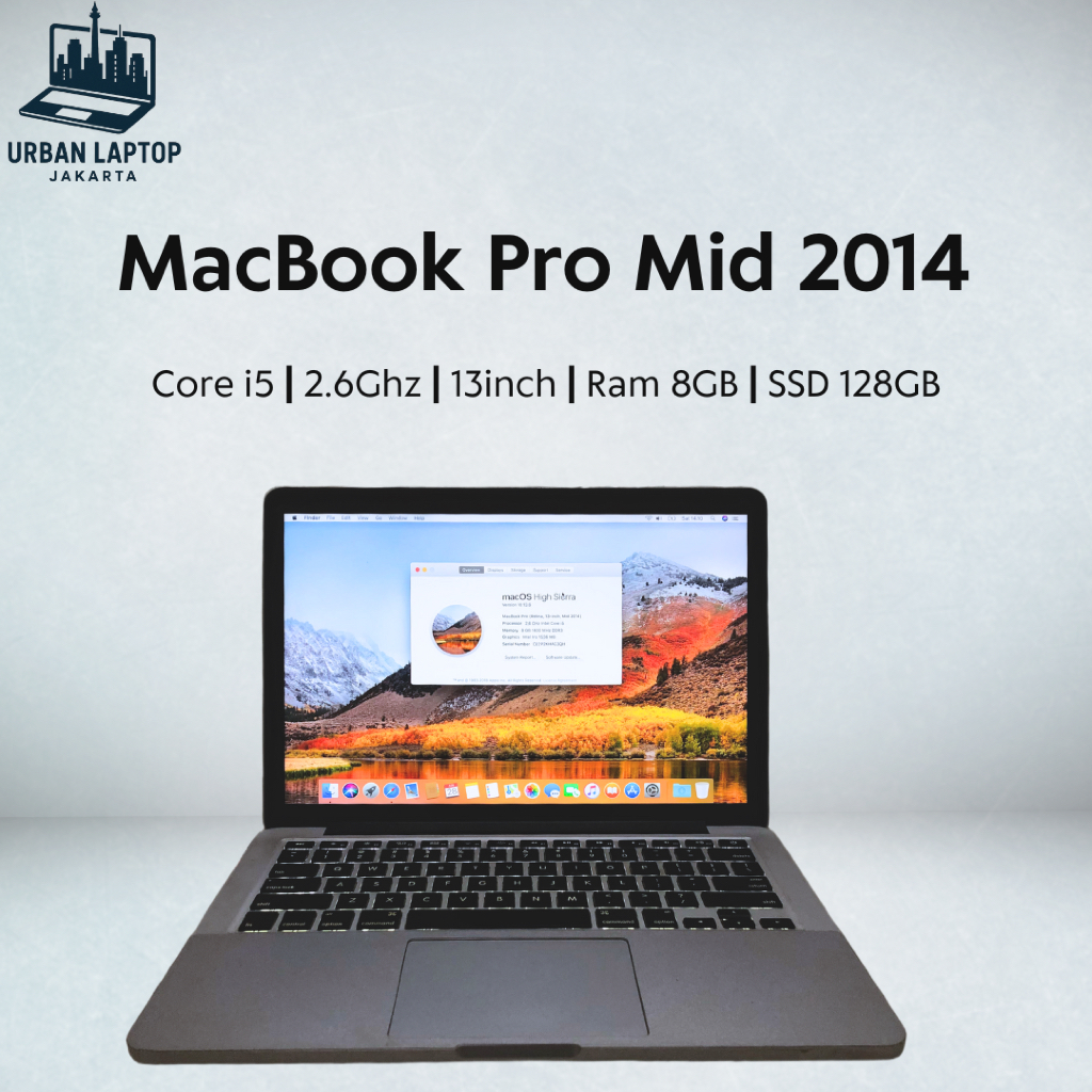 MacBook Pro Mid 2014 | 2.6Ghz | 13inch | Core i5 | 8/128GB | Stain gate tidak mempengaruhi layar | O