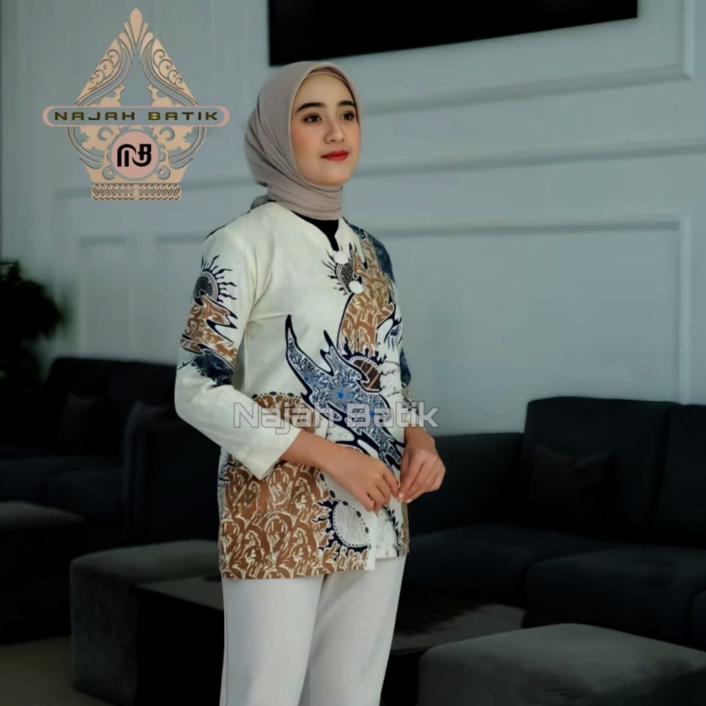 Blus batik atasan wanita katun solo ful lapisan model elegan