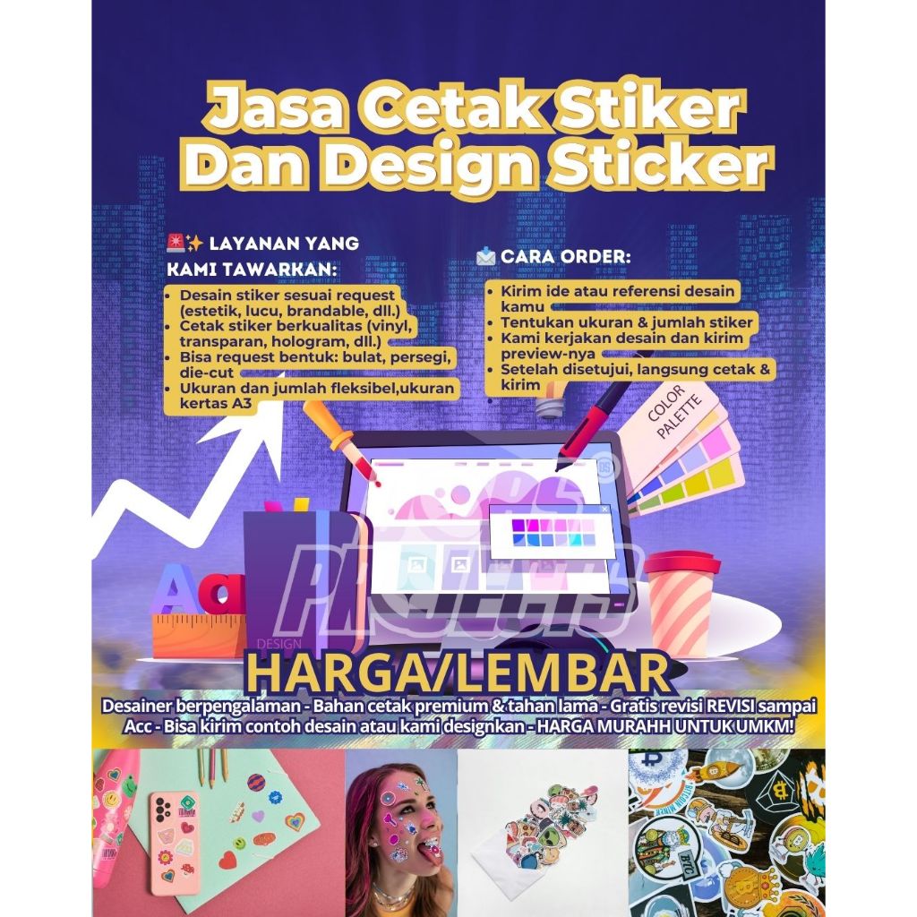 

Cetak & Desain Stiker Custom, Stiker Vinyl / Die Cut / Label | Bisa Request Desain