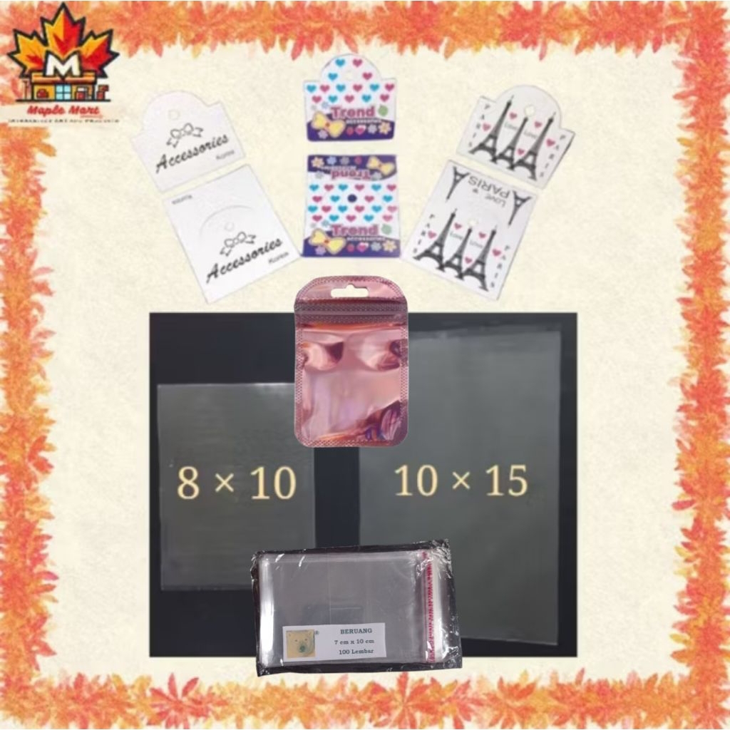 

MM - Kertas Label Hang Tag dan Plastik Opp Kemasan Tanpa Lem, Pakai Lem Perekat / Plastik Klip Hologram Silver Pink