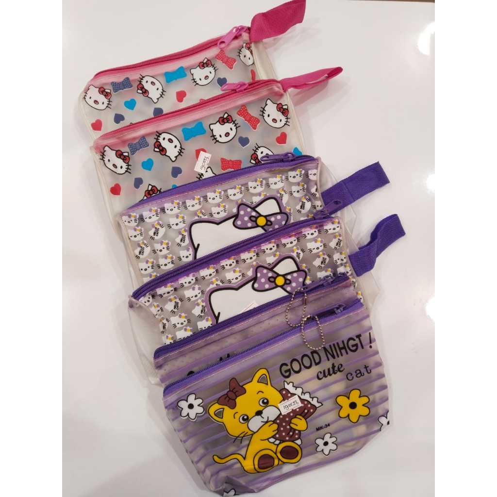 

Pouch Hello Kitty & Cute Cat Transparan – Tempat Pensil, Kosmetik Mini, Organizer Serbaguna