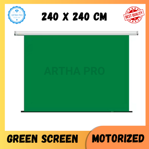 Motorized Green Screen 240 x 240 cm | Layar Kain Hijau | Green screen background