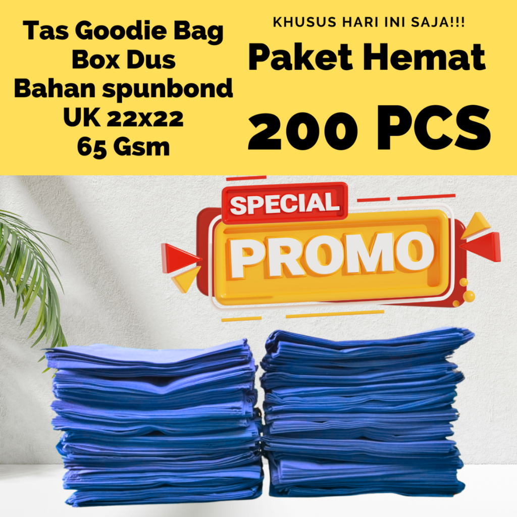 

(PAKET HEMAT 200-PCS) Ukuran 22x22 | Tas goodie bag Box Dus Pres | Bahan spunbond | Tas box nasi DLL
