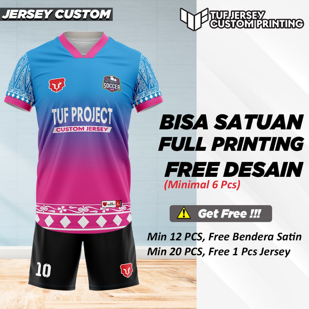 Custom Jersey Futsal Sepak Bola Full Printing Setelan Atasan Voli Volly Volley Football Badminton Bu