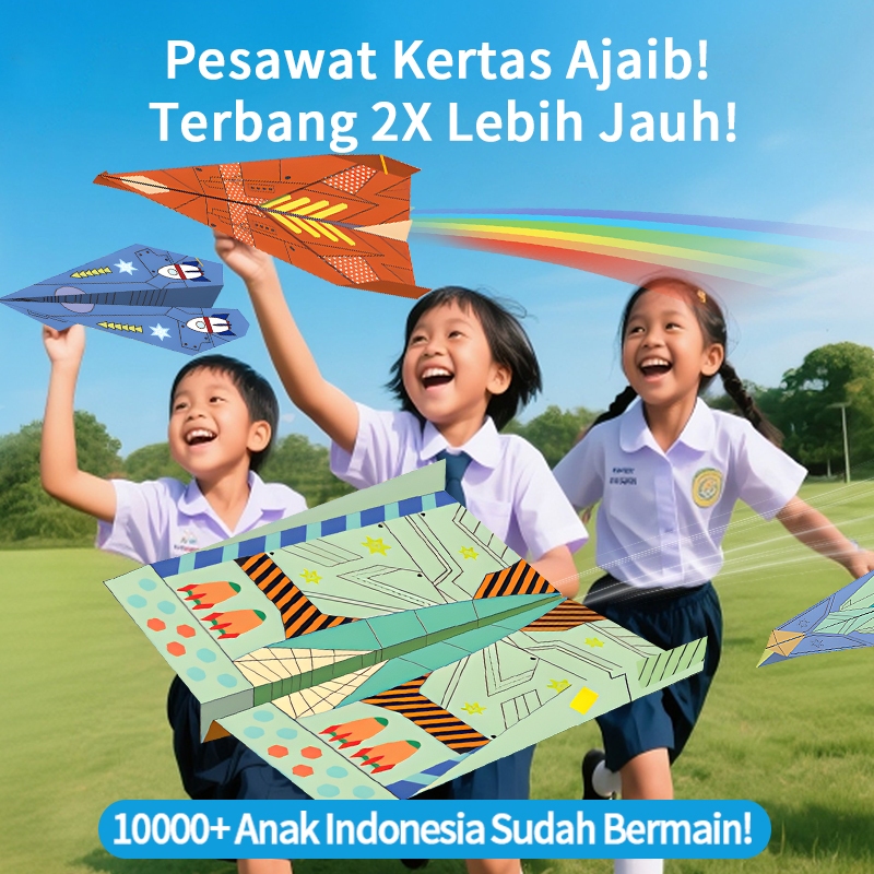 Mainan Pesawat Kertas Paper Jedet,Buku Origami Pesawat Kertas DIY Papercraft Mainan Edukasi Anak  - 