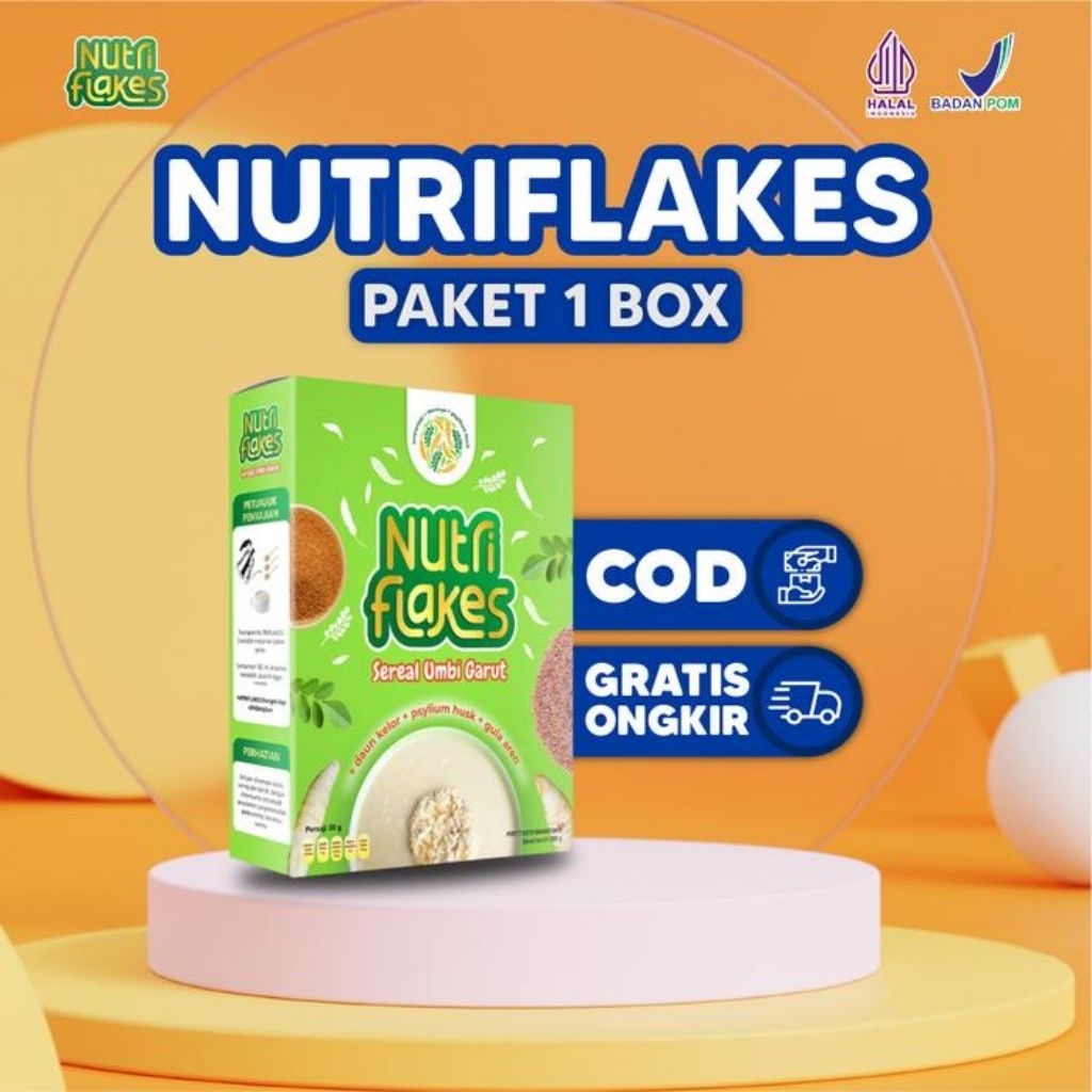 

Nutriflakes – Sereal Umbi Garut Penurun Asam Lambung & Pelancar BAB | 1 Box