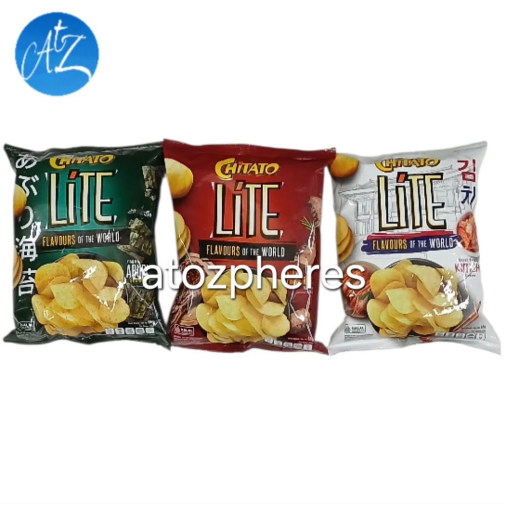 

Cemilan snek makanan ringan kripik keripik kentang rasa rumput laut iga bakar halal MUI CHITATO LITE FLAVOURS OF THE WORLD Seoul Baechu Kimchi / Aburi Seaweed / Grilled Prime Ribs Flavour flavor potato chip chips snack 65g