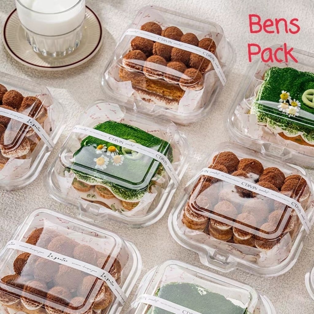 10 Pcs Korean Bento Box Dessert Mika Bento Cake Kue Kotak Box Slice Cake