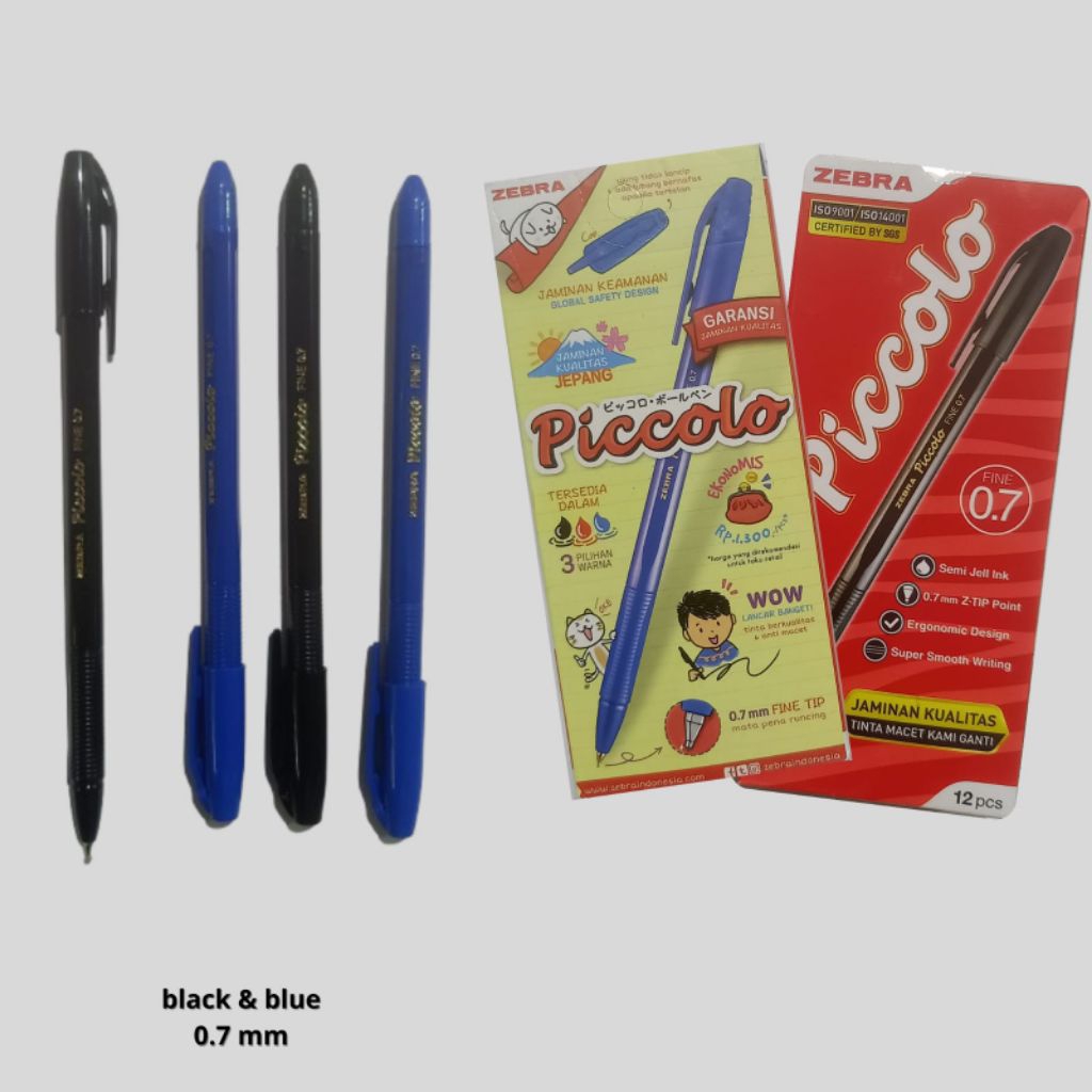 

BALLPOINT / PULPEN PICCOLO ZEBRA ISI TINTA HITAM & BIRU || PULPEN 0.7 mm