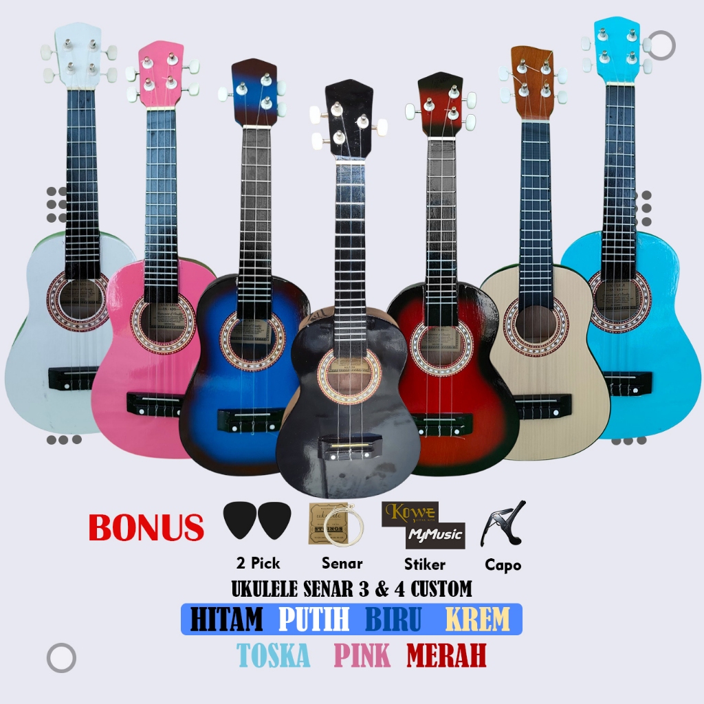 Ukulele Concert Akustik Senar 4&Senar 3 Bonus Lengkap