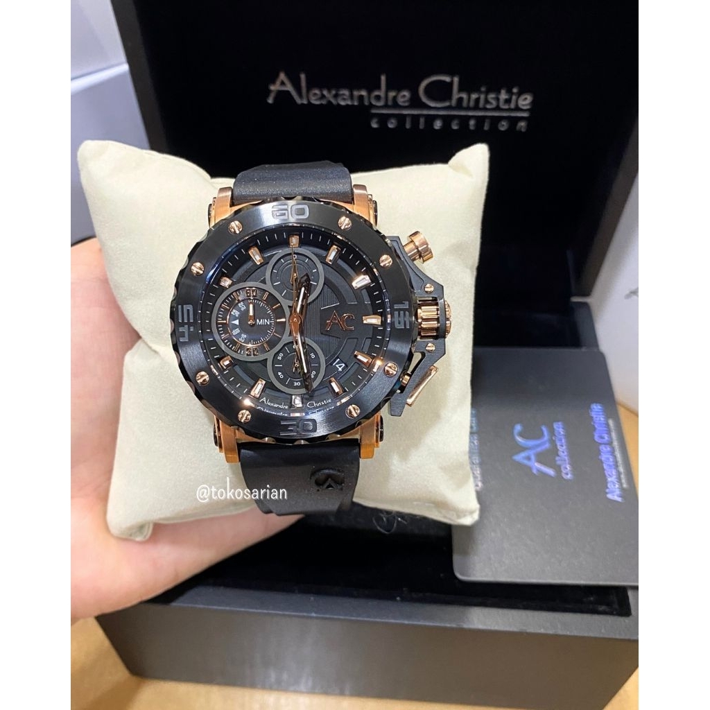 Alexandre Christie AC Collection 9205 MC Original Bergaransi Jam Tangan Rubber Strap Chrono Sport Un