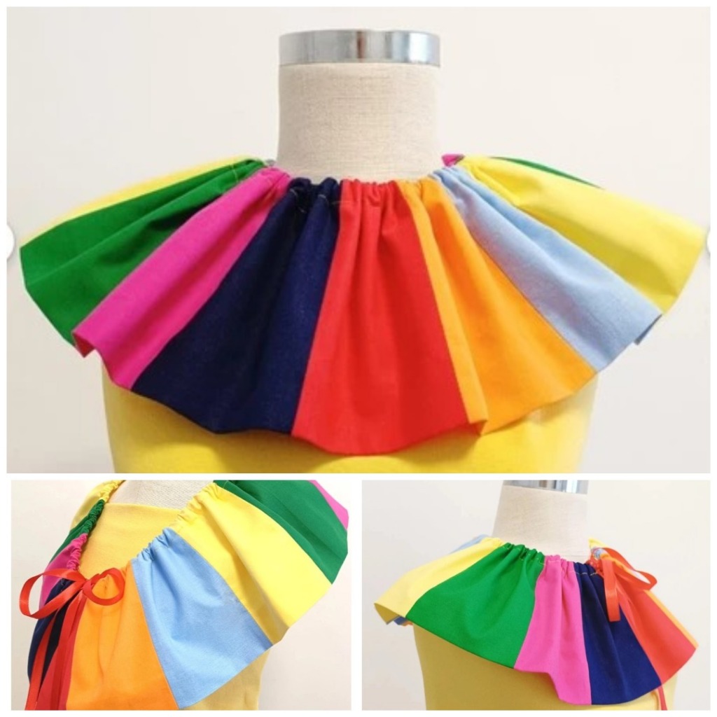 Kerah Badut Leher Pelangi Sirkus Kostum Badut Leher Ruffle Warna-warni Kerah Leher Dapat Disesuaikan