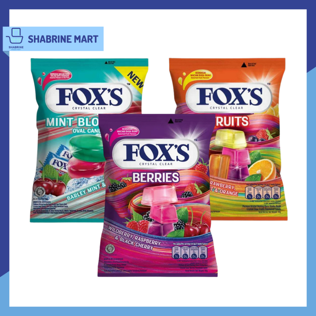 

Permen FOX’S Crystal Clear Mint Blossom, Berries, Fruits