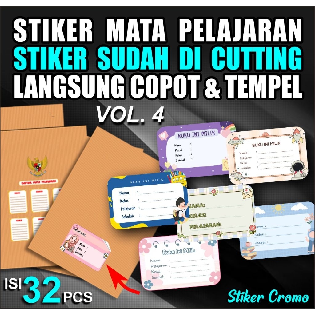 

stiker buku untuk mata pelajaran sudah di cutting langsung copot & tempel vol4