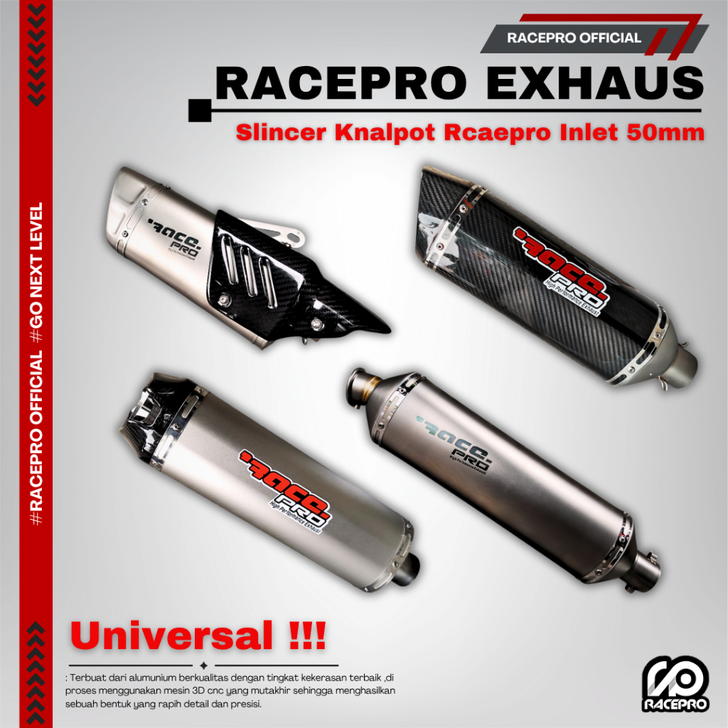RACEPRO EXHAUST KNALPOT RACING RACEPRO GP1/GP2/ALPHA/EVO ONE SLINCER KNALPOT RACEPRO Racepro Long