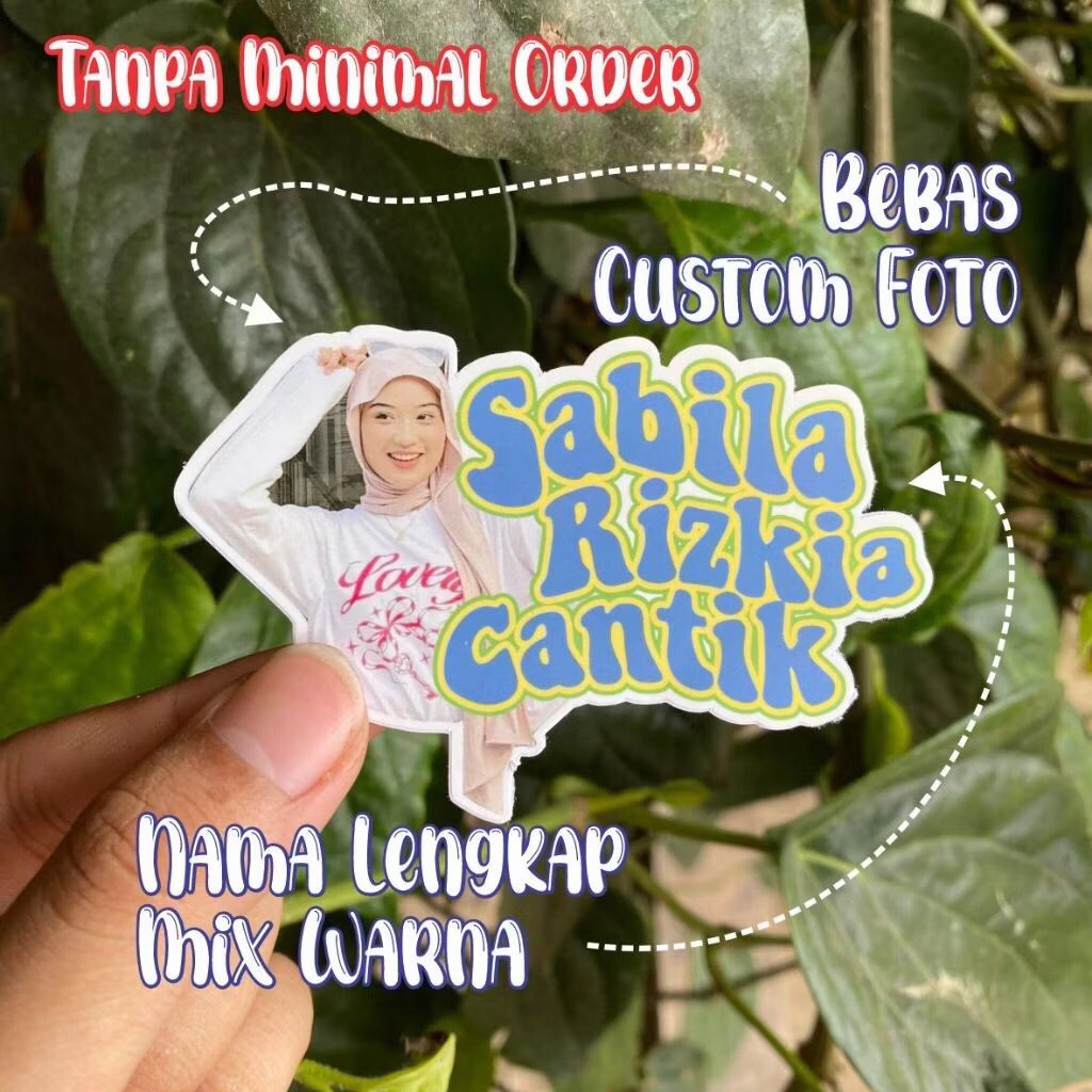 

stiker custom foto dan nama