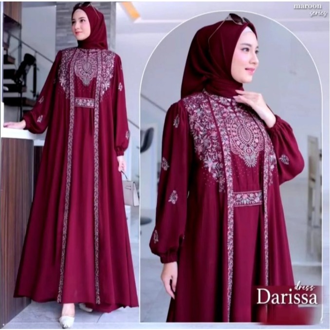 Darisa Dress Bahan Ceruty Aplikasi Bordir Cantik Gamis Ceruti Terbaru Dress Kondangan Gamis Pesta Me