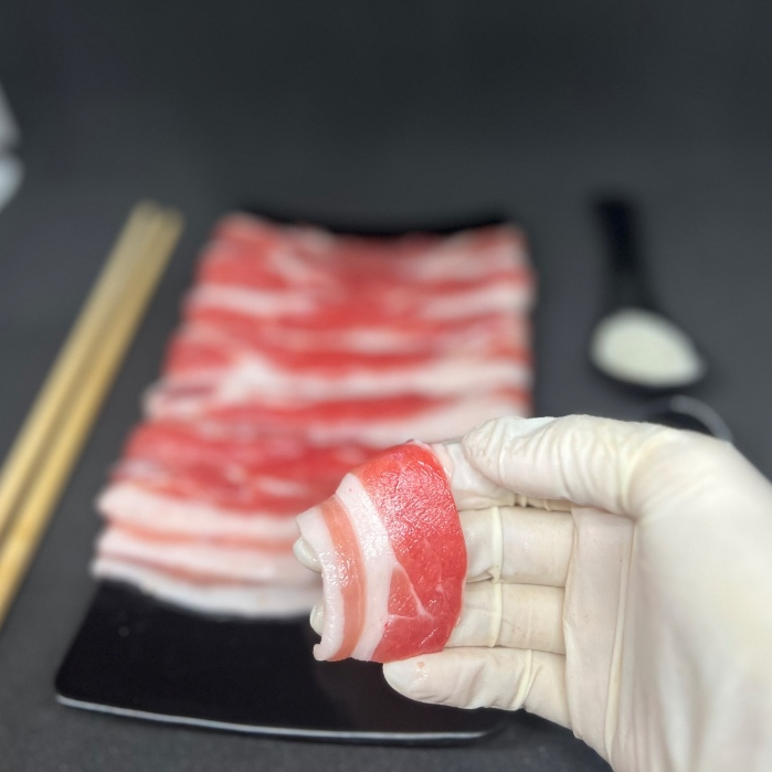 

Import Pork Belly Korean BBQ Premium Samgyeopsal Cut 2mm uk 500gr