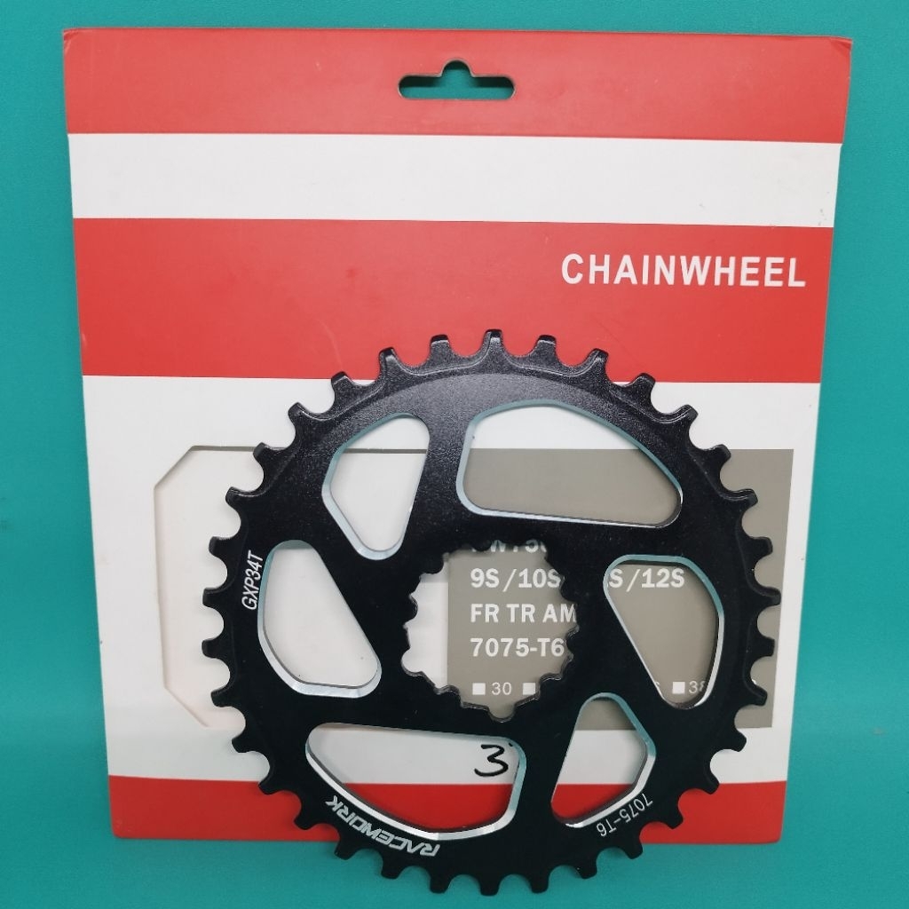 Chain ring racework GXP 34T offset 3°mm 9 Speed - 12 speed Chainring sepeda MTB 7075 T6
