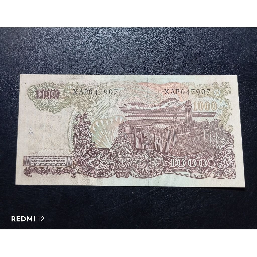 seri x uang kertas 1000 sudirman tahun 1968 seperti baru utuh asli
