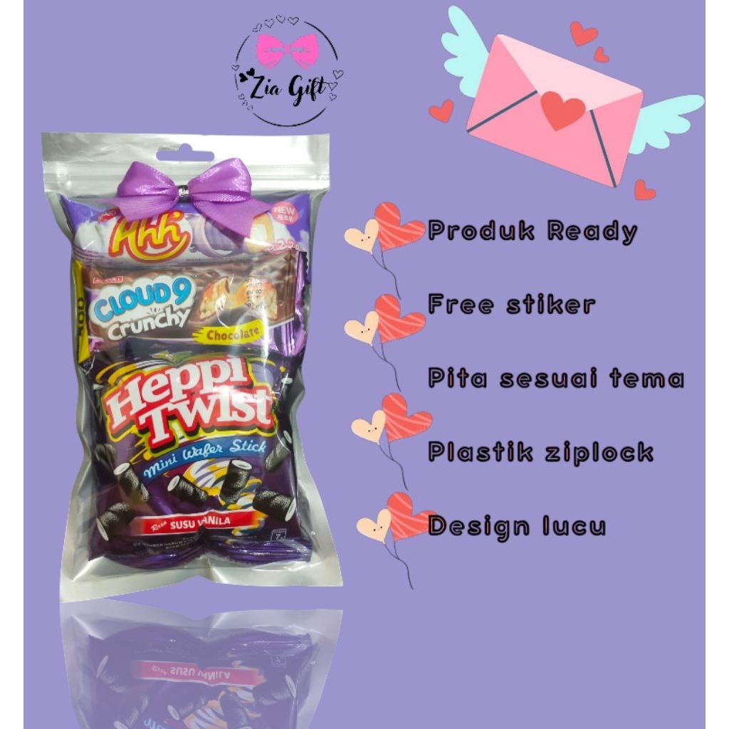 

mini gift snack gift tema ungu/hampers mini/mini gift ulang tahun