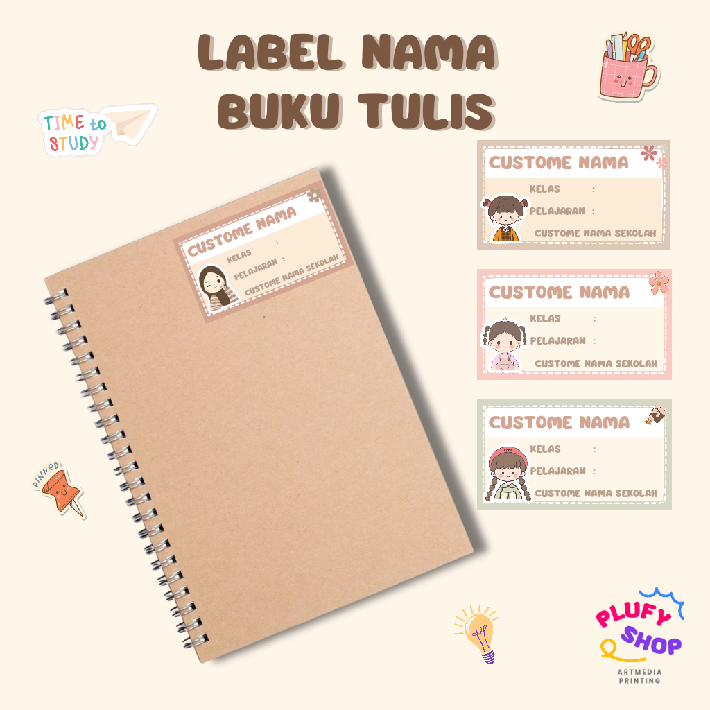Label Nama Buku Tulis Sekolah Karakter Anak Lucu/Label Nama Buku Termurah/Label Nama Buku Tulis Cust