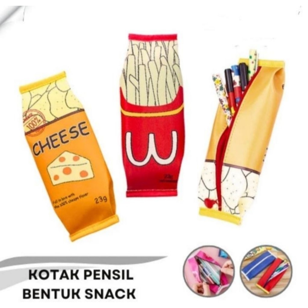 

Kotak Pensil Bentuk Snack Anti Air/Tempat Pensil Motif Snack Bahan Import Halus/Dompet Pensil Snack Waterproof