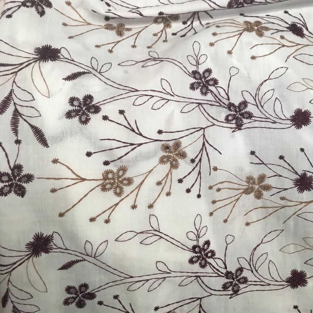 kain katun bordir timbul / bahan katun bordir / katun bordir mewah / kain meteran katun bordir (harg