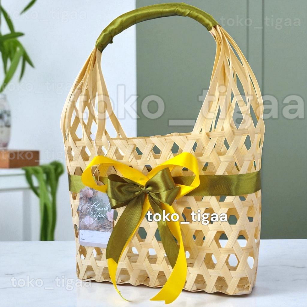 TAS BAMBU UNIK TAS PARCEL UNIK TAS CANTIK LUCU BAHAN BAMBU SUDAH DENGAN HIASAN